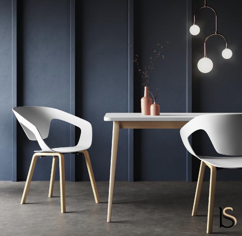 Lot de 4 chaises de collectivité Liner - Mobel Linea. - Blanc_1