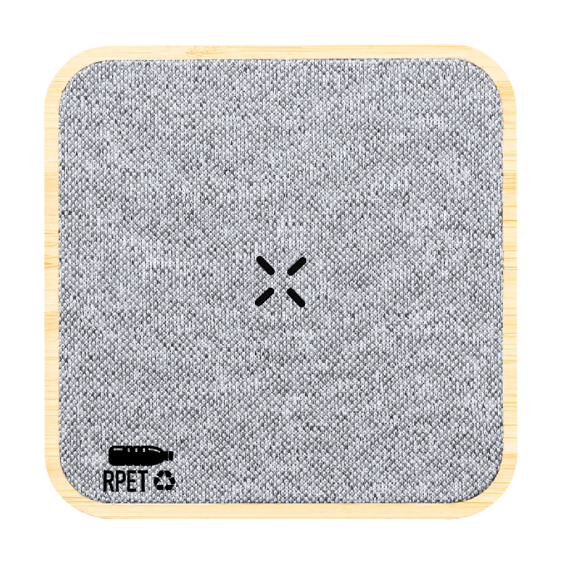 Chargeur sans fil rapide 15W - boîtier bambou et tissu polyester RPET - câble USB inclus_1