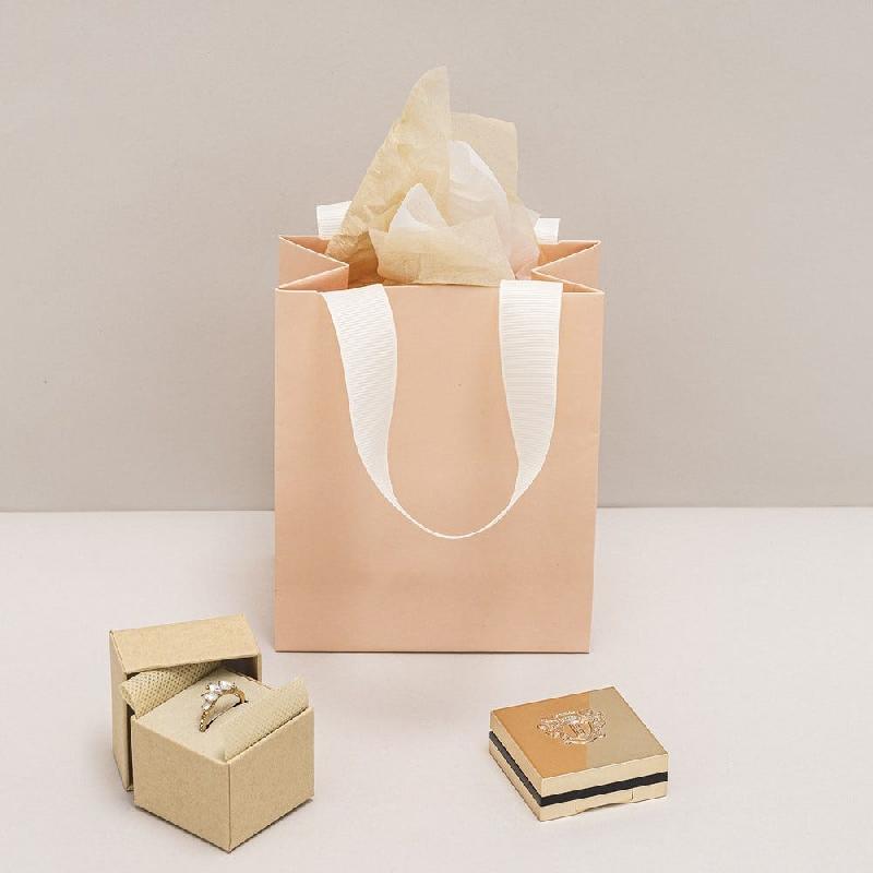 Sac luxe rose poudré mat poignées ruban blanc naturel 11x6x14cm - par 12_1