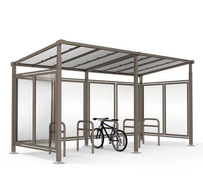 Abri vélos classique et moderne - MILAN - dimensions 2520x2881x2434 mm - structure en acier avec toiture en polycarbonate_1