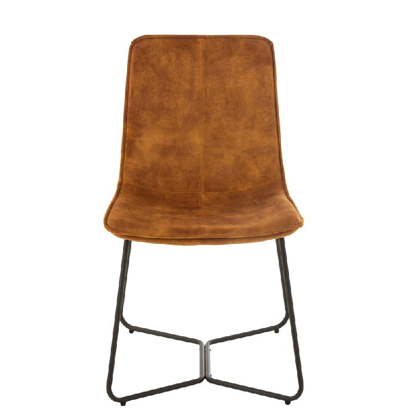 Chaise RATRI en velours ocre - pieds métal noir - style industriel - confortable et chic_1