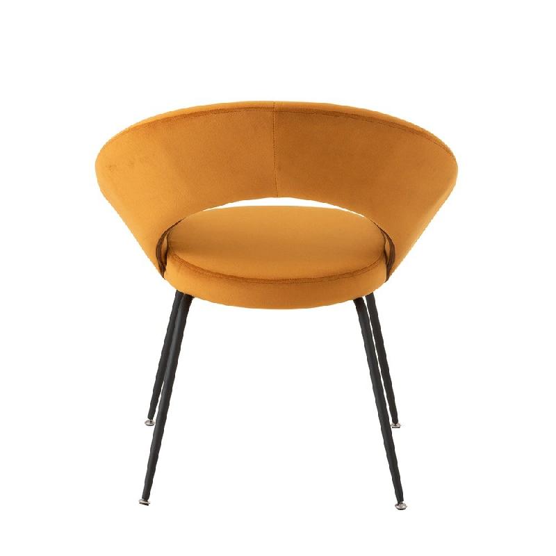 Chaise salle à manger ronde TROE avec trou - modèle rétro ocre - structure métal et tissu_1