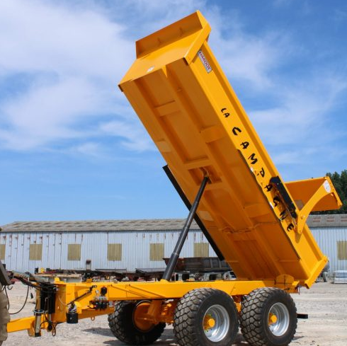 Benne TP - La Campagne - Caisse Hardox robuste avec vérin devant l'essieu Bogie_1