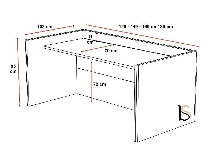 Bureau comptoir bas avant - Ofitres : accueil design - 169, Blanc, Oui, Noir brillant_1