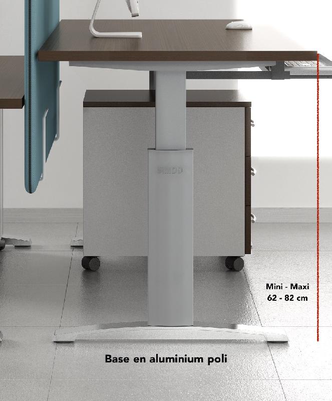 Bureau réglable en hauteur Ergonomic Master - MDD - Alu, Blanc, 80 x 60 cm_2