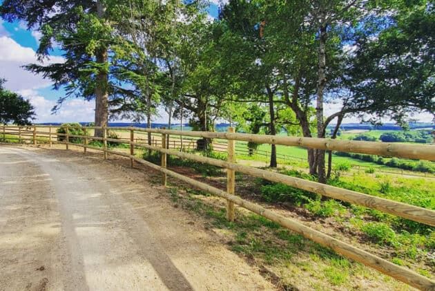 Clôture bois standard pour chevaux - horse stop - 3 demi-lices, 1m50 - ref. B12225-3_1
