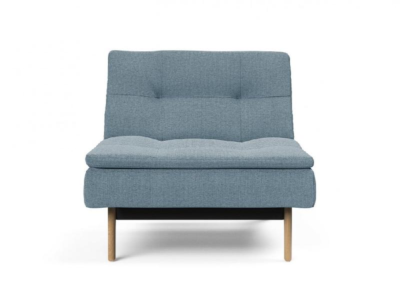 Fauteuil design Dublexo Eik convertible - Lit 90x115 cm - Pieds chêne naturel - Tissu Soft Indigo_1