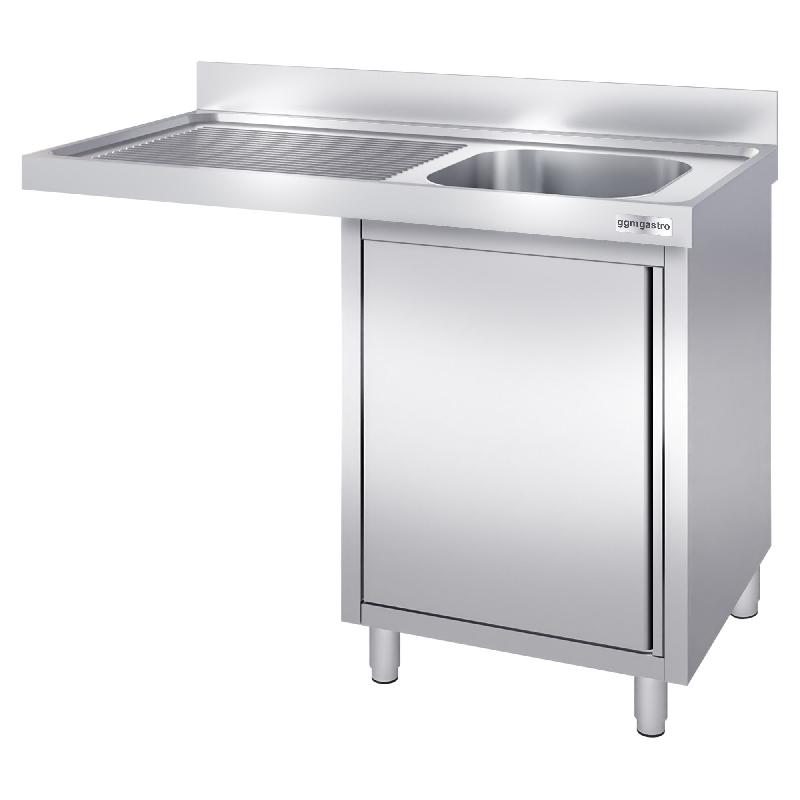 Plonge Inox 1 bac sur placard avec passage lave-vaisselle - P 700 - GGM - 1200 mm bac à droite_1