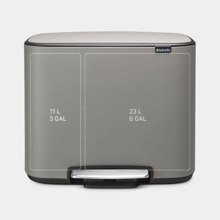 Poubelle à pédale Brabantia Bo -11 + 23 litres - Mineral Concrete Grey UGS121562_1