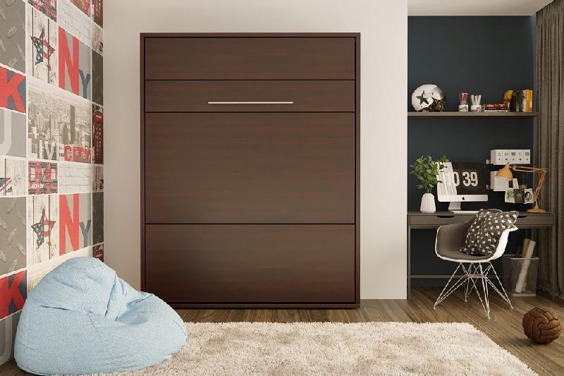 Armoire lit escamotable Mykonos Wengué - Couchage 160x200 cm - Ouverture assistée et design chic_1