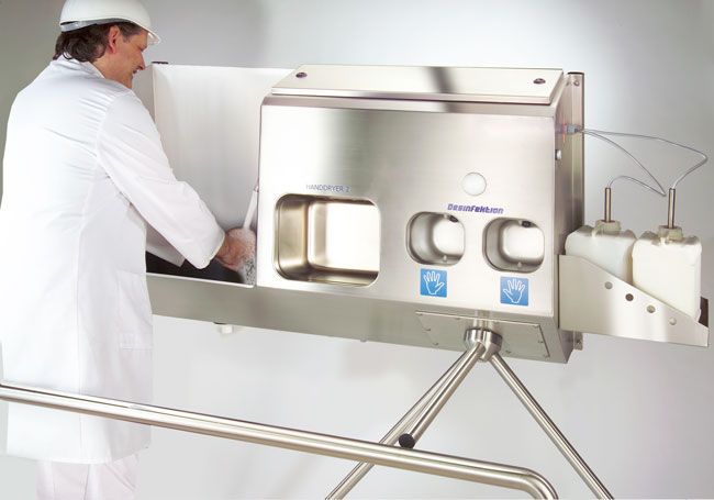Sas Hygiène en acier inox - ECO Compact II avec module de nettoyage des semelles, lavage, séchage et désinfection des mains_1
