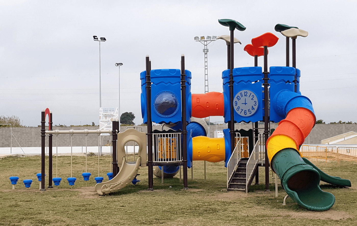 Structure de jeu Modus XL JR306 - Grandes structures colorées en métal et PE-LD, conformes EN1176-1:2017_1