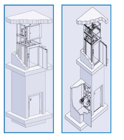 Monte-charge CMC Type 500.15/59 P - élévateur accompagné - charge 500 kg - pylône autoportant en acier galvanisé_1
