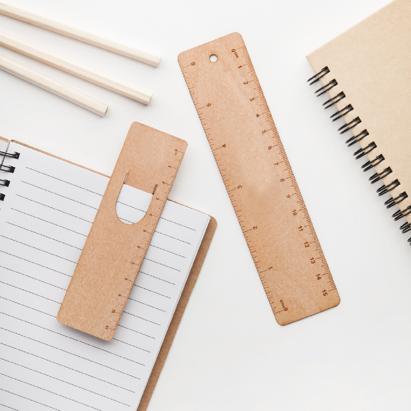 Marque-pages en bois - règle 11 cm - couleur naturelle - poids 2 g_1