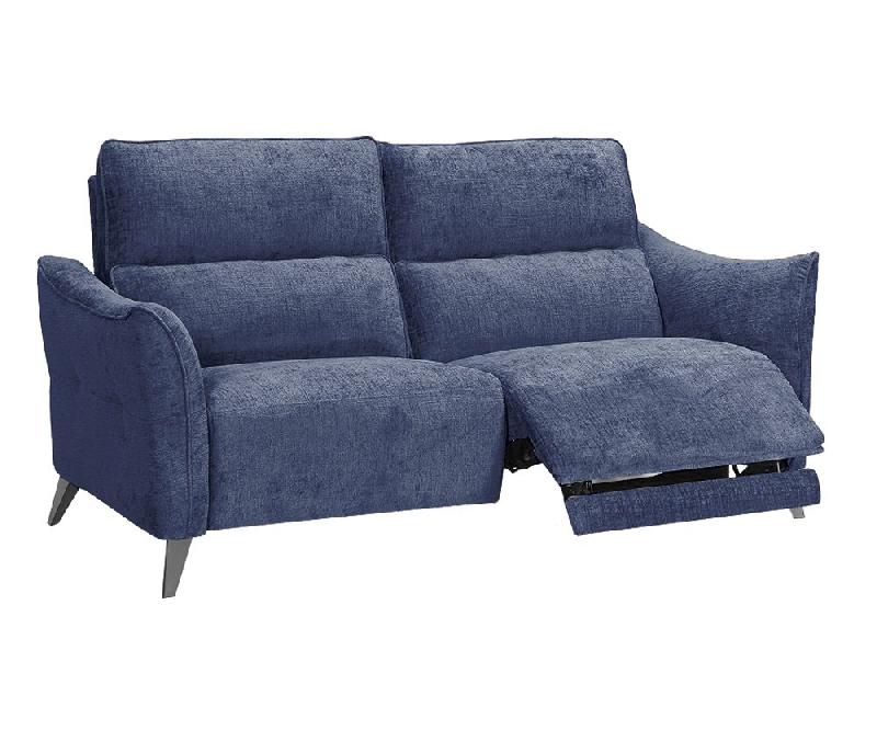 Canapé design contemporain en tissu chenillé bleu nuit