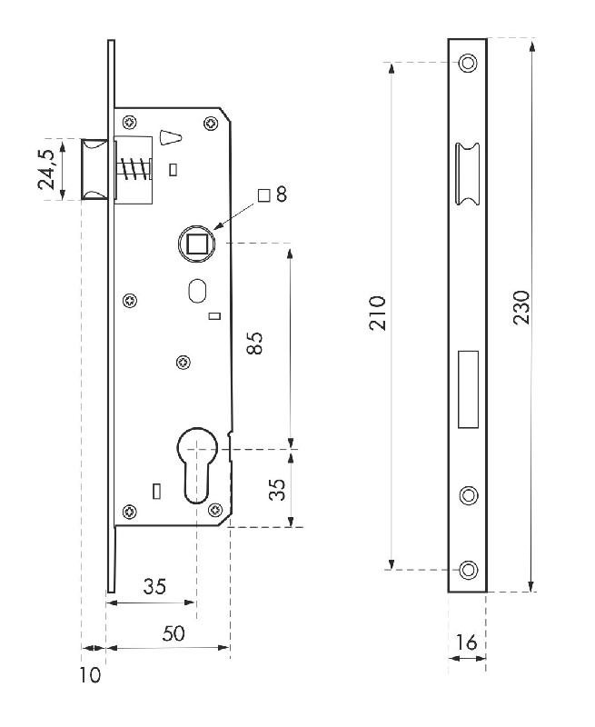 Serrure encastrable pour porte d'entrée - A35 EA85mm T16 - Coffre acier - Marque THIRARD_1