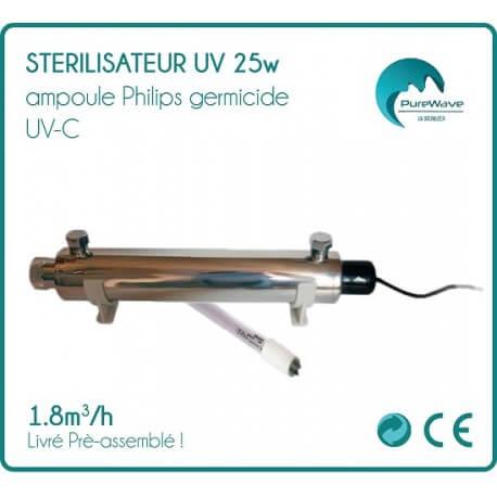 Stérilisateur d'eau UV 25W - Ampoule Philips - Débit 1,8 m3/h - Acier inoxydable_1