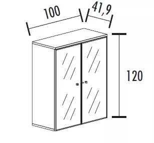 Armoire portes battantes en verre, cadre alu  avec serrure - 2 étagères - hauteur 120 cm So Madrid_1