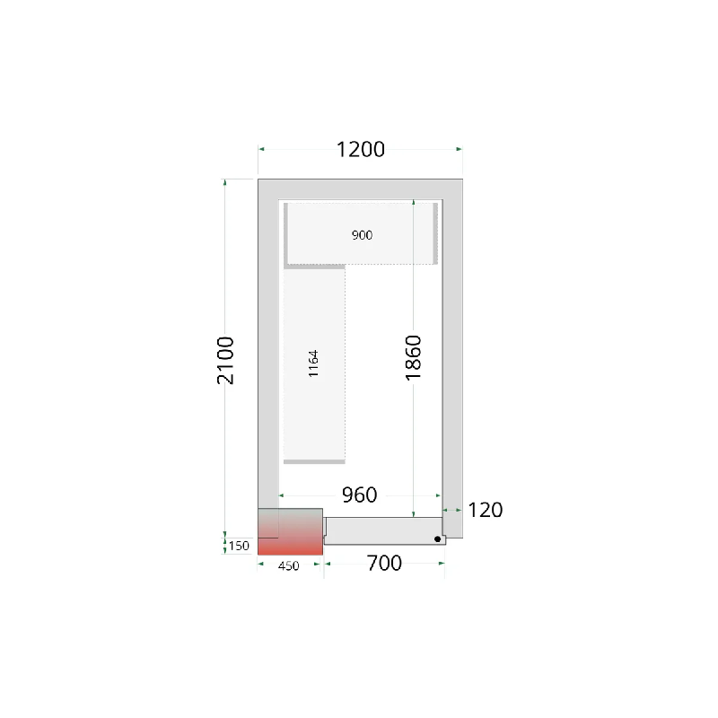 Chambre froide négative CRNF1221 Blanc 1200 x 2100 x 2200 mm TEFCOLD_1