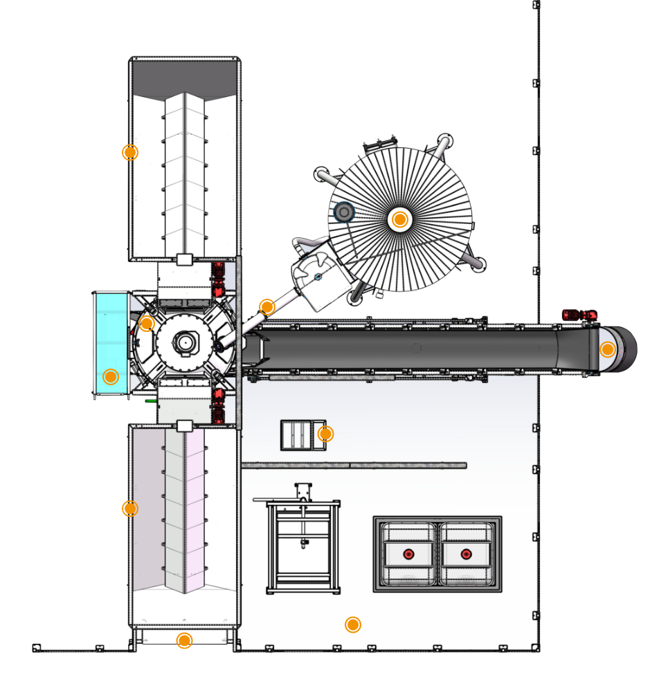 Distributeur de béton automatique avec 2 trémies de 8m3 - Emprise au sol de 11,5m x 11m - Modèle T_1