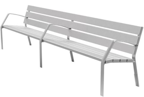 Banc public Modo-10 - 300 cm - 7 lames en aluminium anodisé ou peint en bleu_1