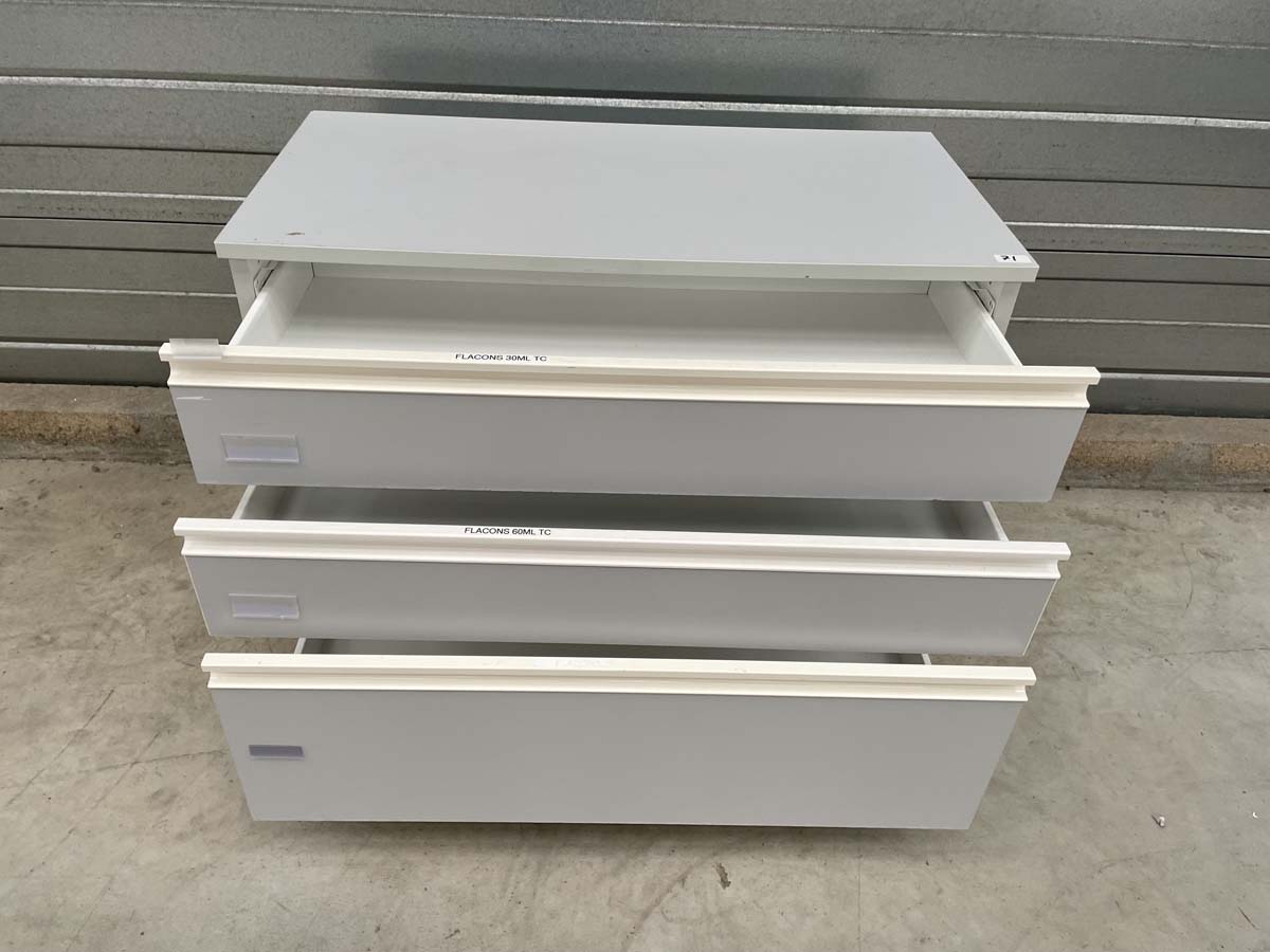 Meuble sous paillasse de laboratoire d'occasion - 3 tiroirs - Réf. P21091222_1