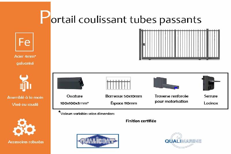 Portail coulissant tubes passants - 9000 / 1750_1