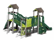 Structures de jeux combinées - 3 tours inox avec 2 toboggans - Gamme Neo - Référence Neo31217i - Crea Equipements_1