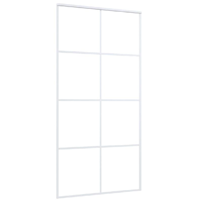 Vidaxl porte coulissante verre esg et aluminium 102,5x205 cm blanc 151676_1