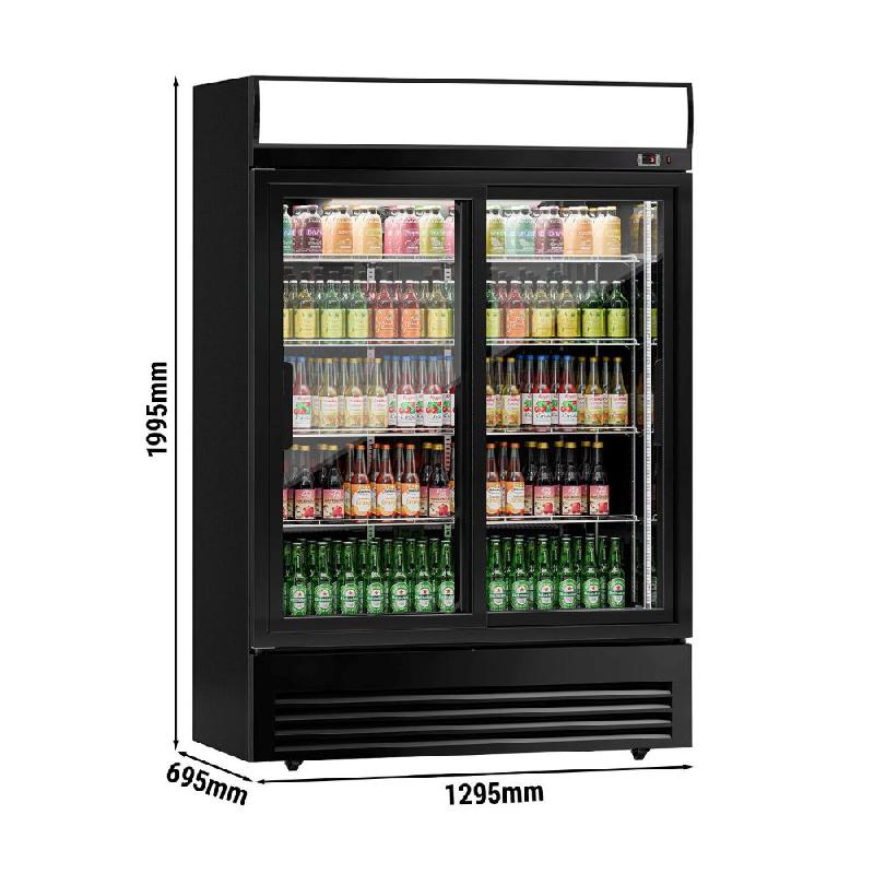 Armoire à boissons noire double portes coulissantes avec canopy - 880L_1