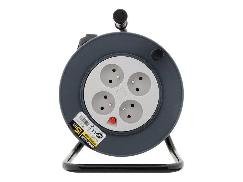 Enrouleur de câble électrique ménager - ZENITECH - 15 m HO5VVF 3G1.5 - 4 prises avec terre - IP20_1