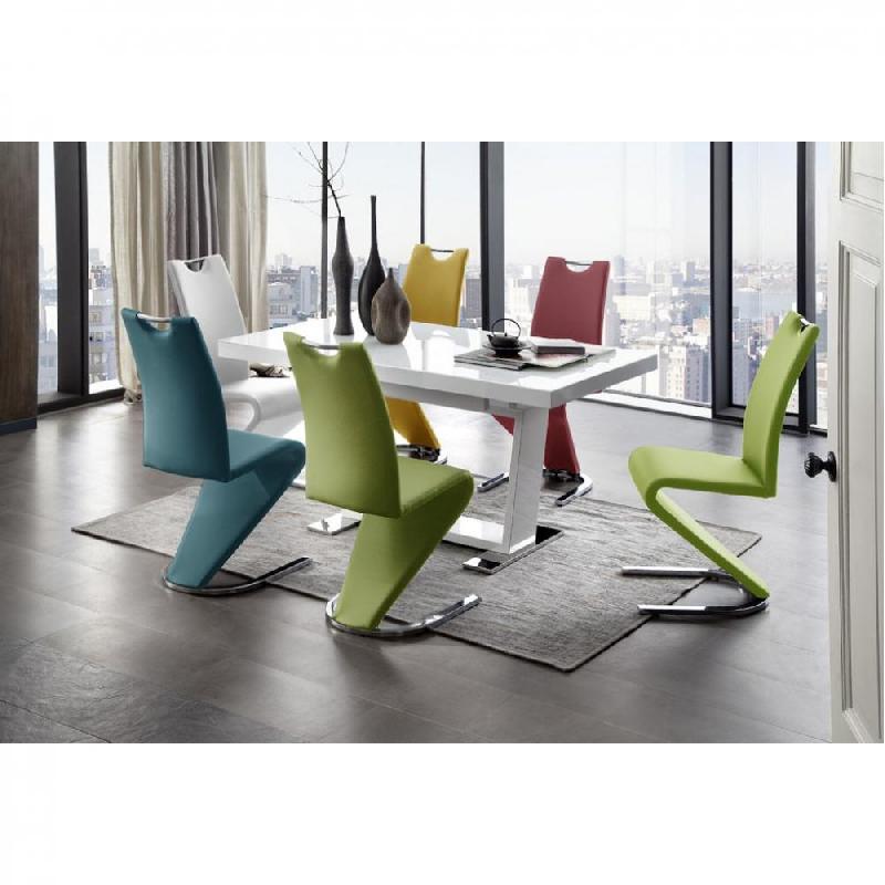 Lot de 2 chaises ALBI tissu bordeaux - piètement luge en tube chrome - design chic et moderne_1