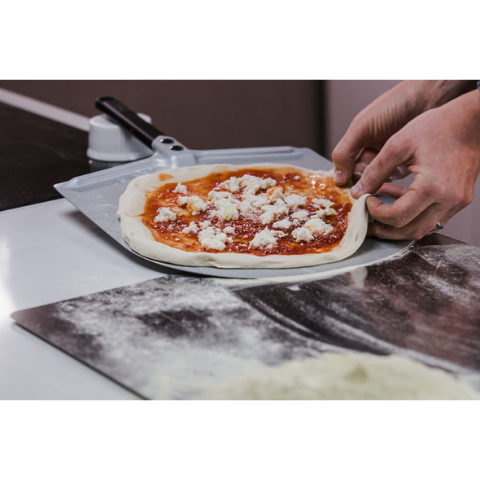 Pelle à pizza ronde pleine aluminium manche court - Ø 33 - Manche 25 cm - Gamme Amica | GI.METAL_1