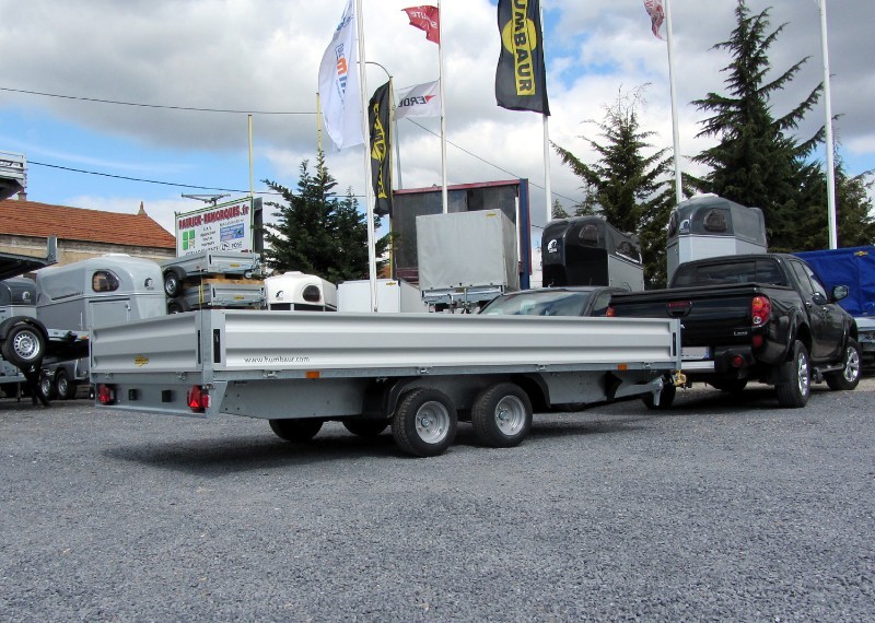 Remorque plateau - Humbaur HT 204121 / HT 254121 - 2 essieux, roues dessous, ridelles alu_1