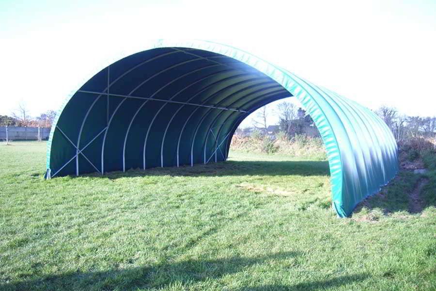 Tunnel de stockage / fermé / structure en acier / couverture en pvc / pignon / porte_2