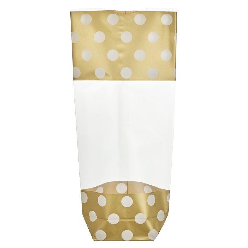 Sachet confiseur imprimé 12 x 26 cm avec fond carton blanc et or - par 100_1