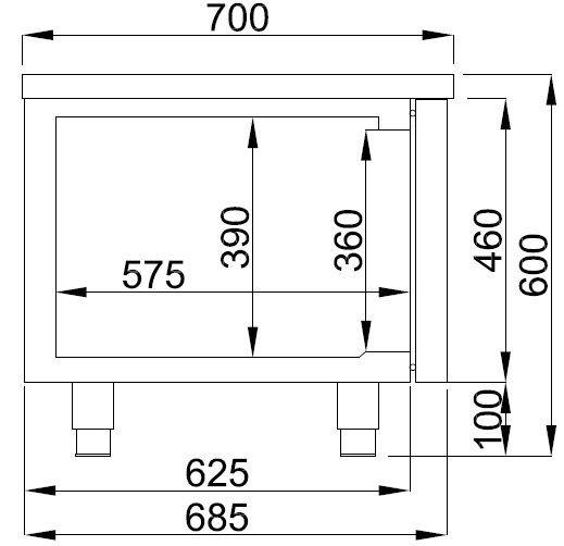Table réfrigérée 600 haute 2 portes l1200mm négative 7489.5075 COMBISTEEL_1