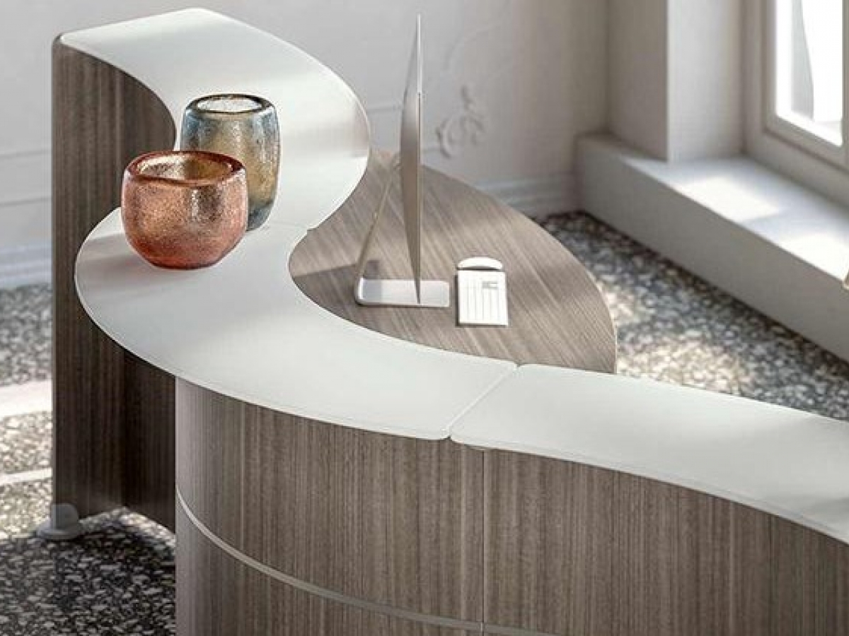 Banque d'accueil modulaire GLASS - Design moderne avec modules personnalisables et finitions variées_1