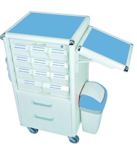 Chariot médical Carrydose KI CO - structure aluminium laqué - tiroirs 3L et 4,5L - table pliante et roues à frein_1