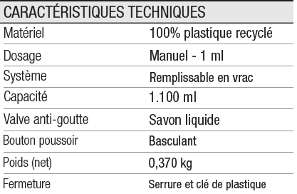 Distributeur Manuel Modulable pour Savon Liquide 1.1 L 100% Plastique Recyclé Noir Mat_1
