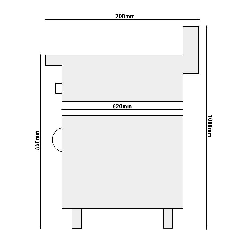Grill à gaz en pierre de lave  - Grille inclinable - Soubassement avec 1 porte inclus  - Mario 700 | GGM -GLGK400-E-UBK400-E_1