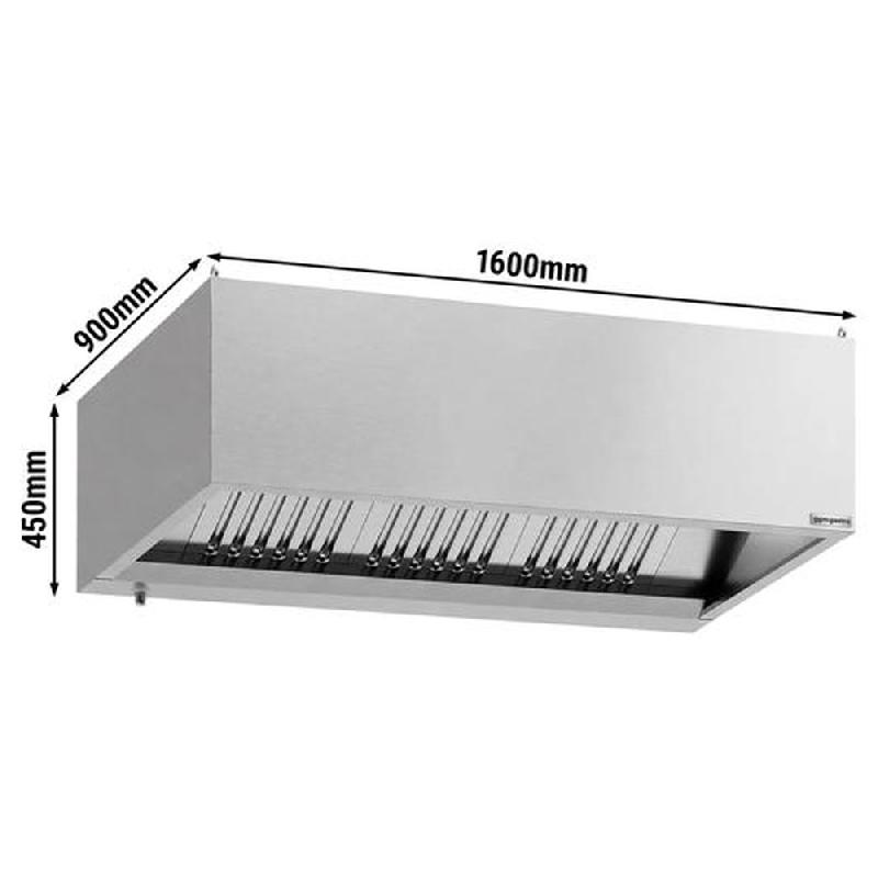 Hotte caisson inox statique 1m60 avec filtre et éclairage | Profondeur 900 mm_1