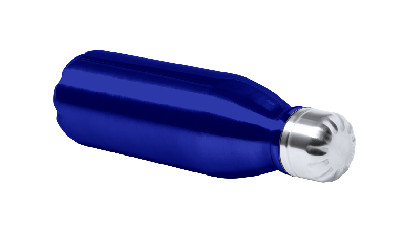 Gourde en aluminium - forme bouteille - 550 ml - couleur bleue - 88 g_1