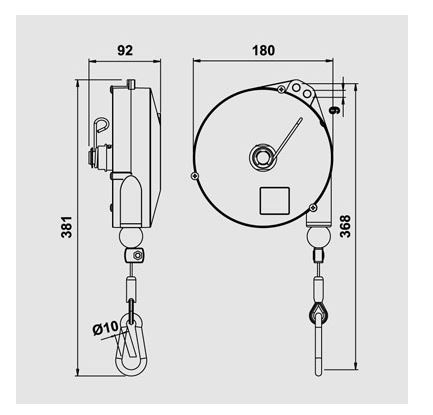 Équilibreur enrouleur 9336ny-9340ny - câble en polypropylène - capacité 2 à 14kg - course 2500mm_1
