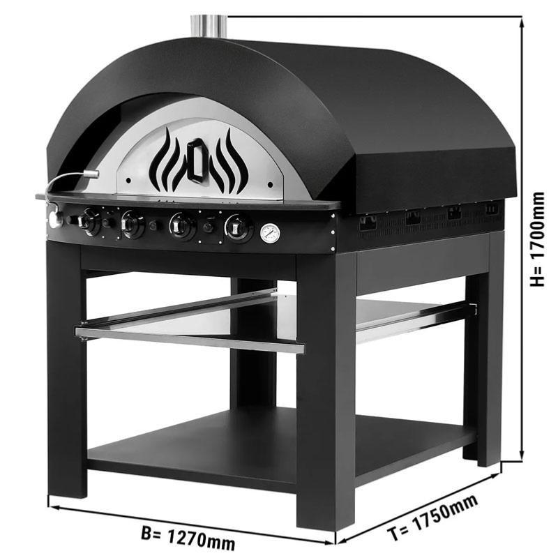 Four à pizza à gaz noir sur support  - 11 pizzas Ø 25 cm | Ggm_1