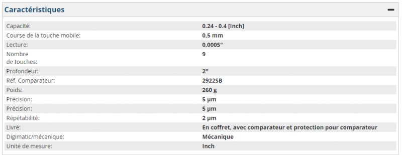Instrument de mesure d'intérieur à 2 points - Mitutoyo - vérificateur d'alésage 0,24-0,4'' - tige mobile à tête sphérique en carbure_1