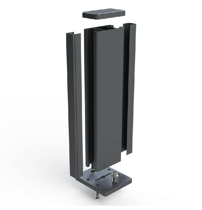 Poteau de clôture aluminium - Potalu76x41HT1150 - à sceller ou recoupable avec 2 closoirs amovibles_1