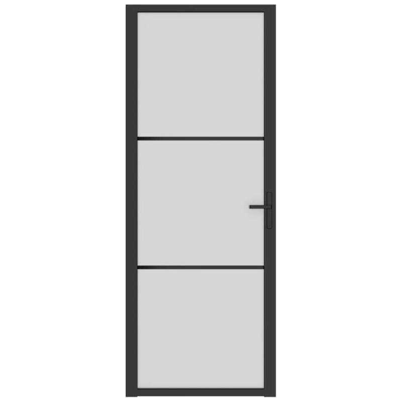 Vidaxl porte intérieure 76x201,5 cm noir verre mat et aluminium 350552_1