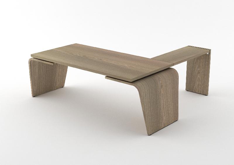 Bureau de Direction design Italien piétement extérieur avec retour So Luna_1