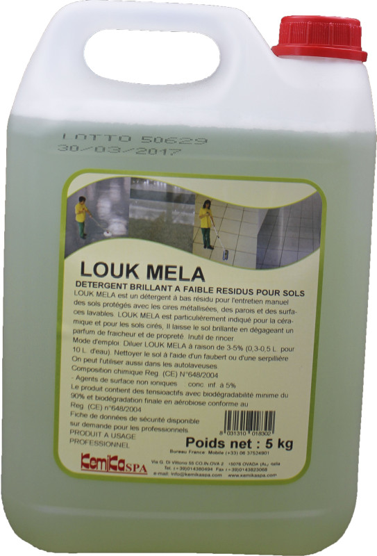 Kemika louk mela pomme detergent brillant sans rinçage pour sols et surfaces lavables ph: 7.9 ± 0.3 bidon de 5l_1